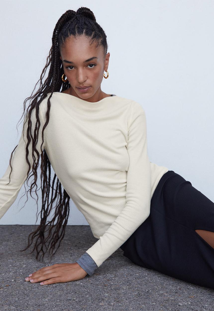 MANGO - T-shirt lilobar - light beige