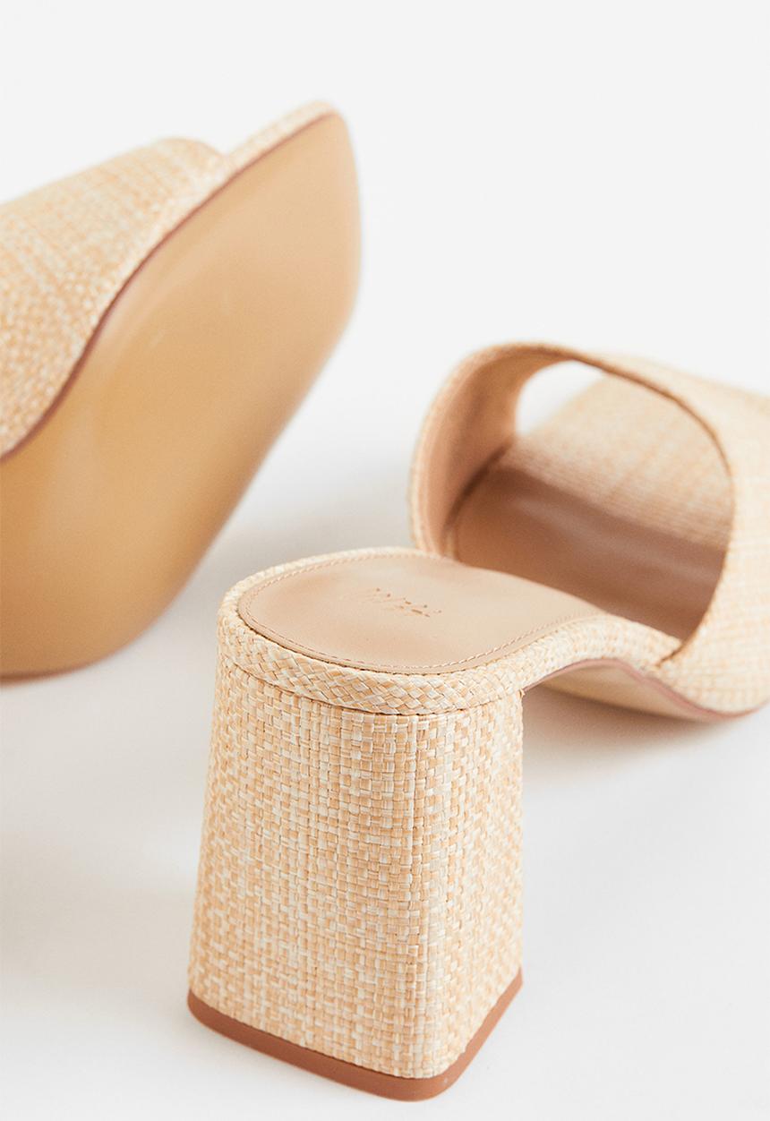 H&M - Straw-look mules - beige
