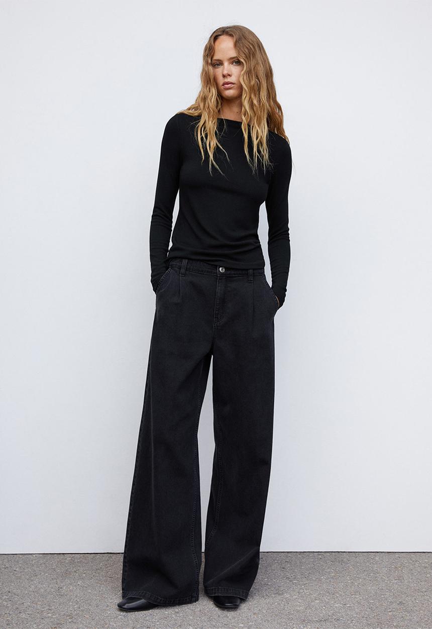 MANGO - T-shirt lilobar - black