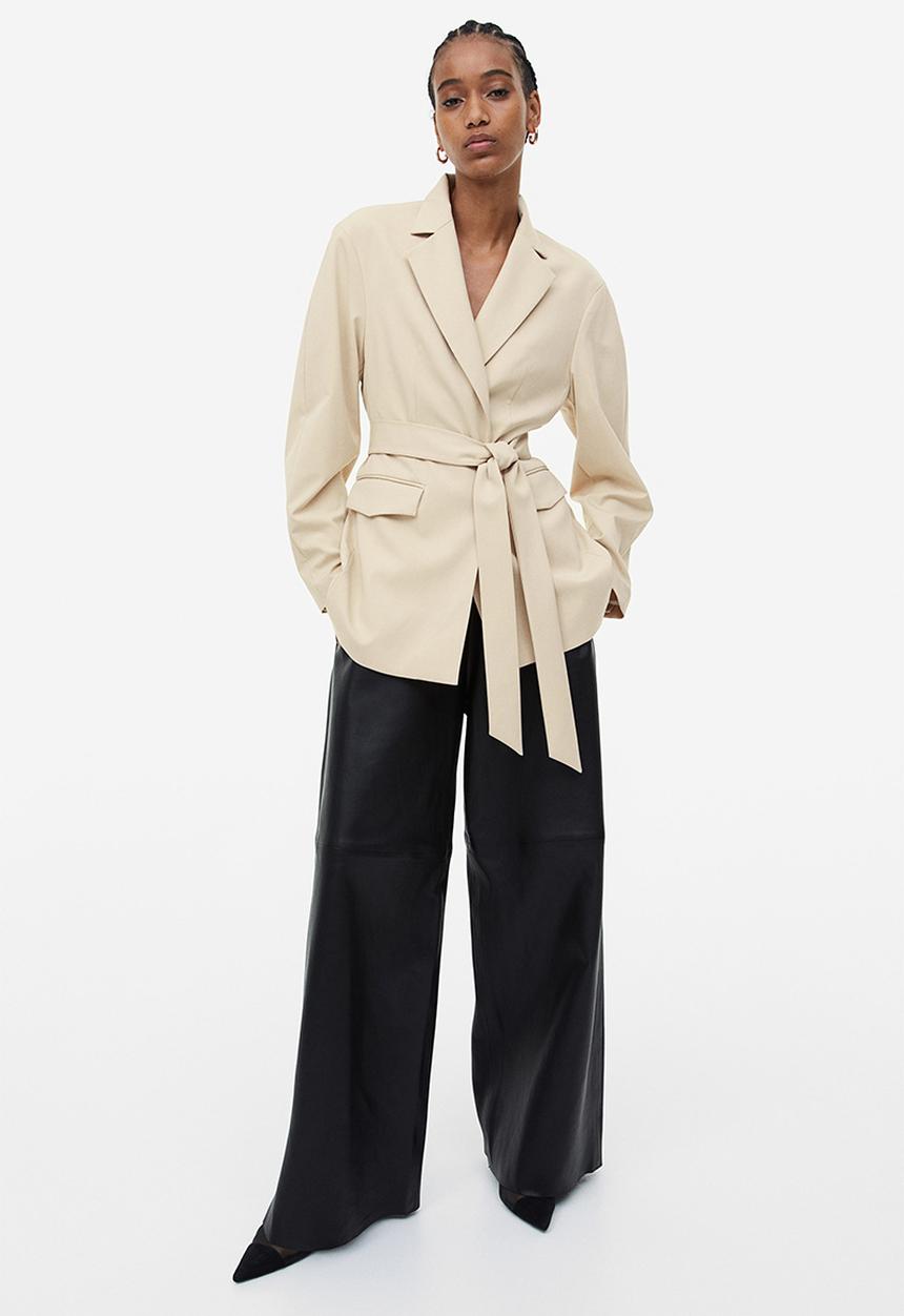 H&M - Tie-belt blazer - beige