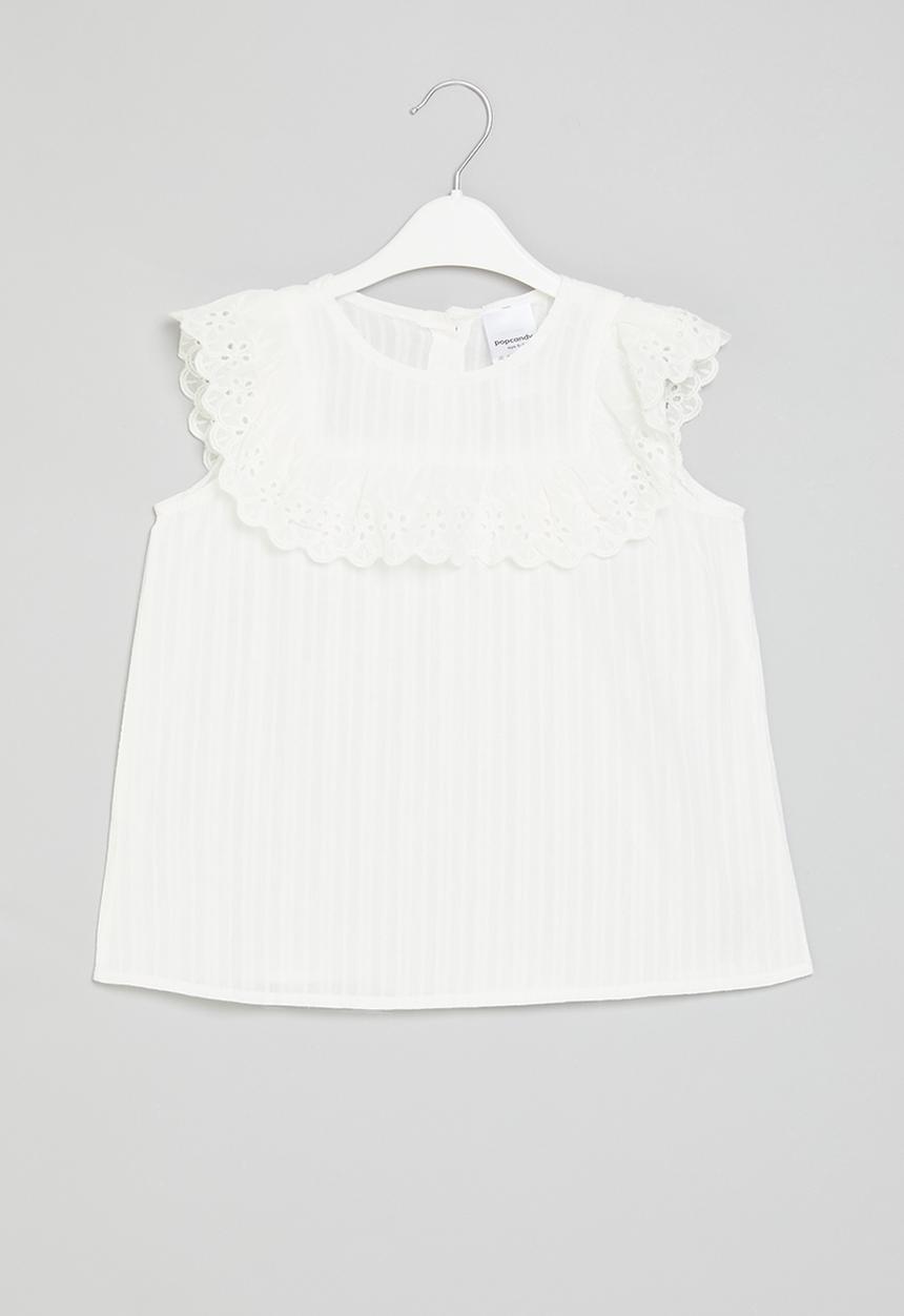 Pop Candy - Girls ruffled top - white