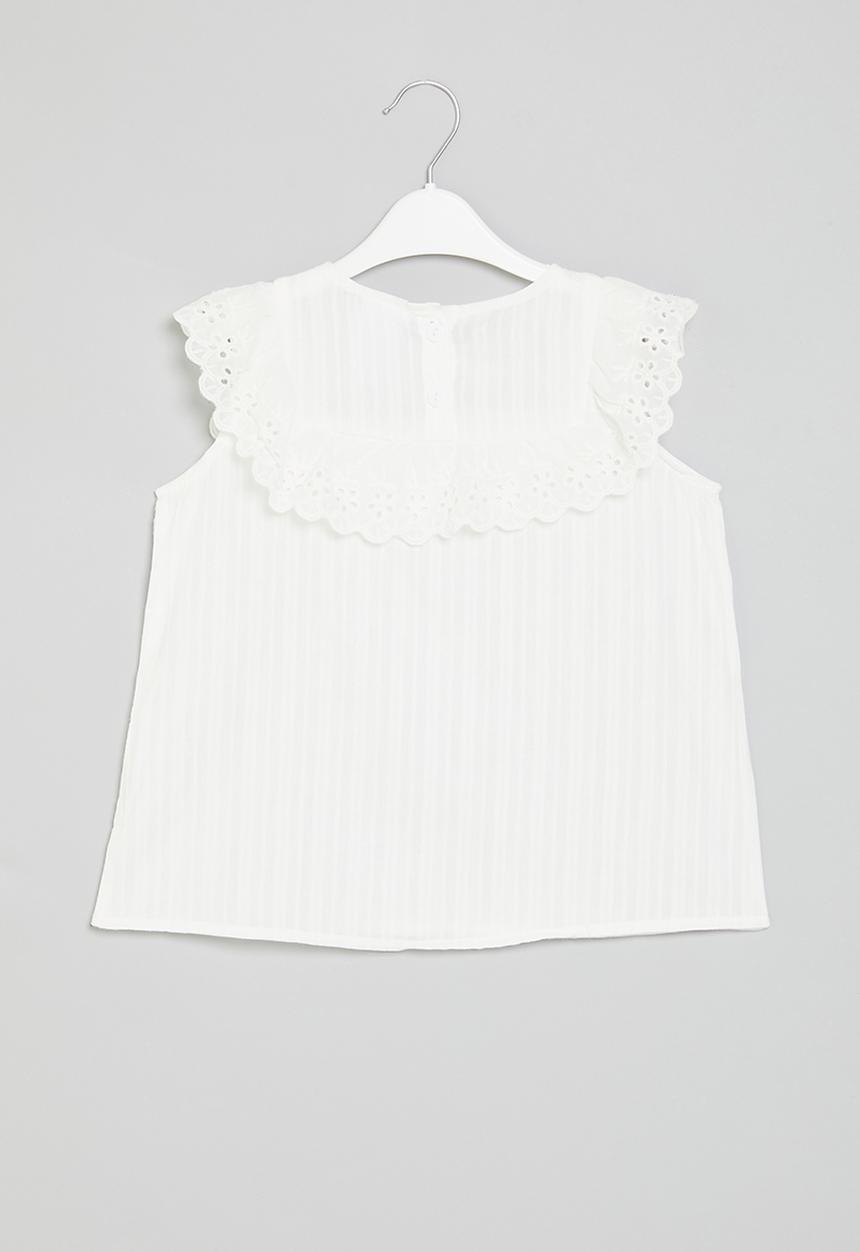 Pop Candy - Girls ruffled top - white