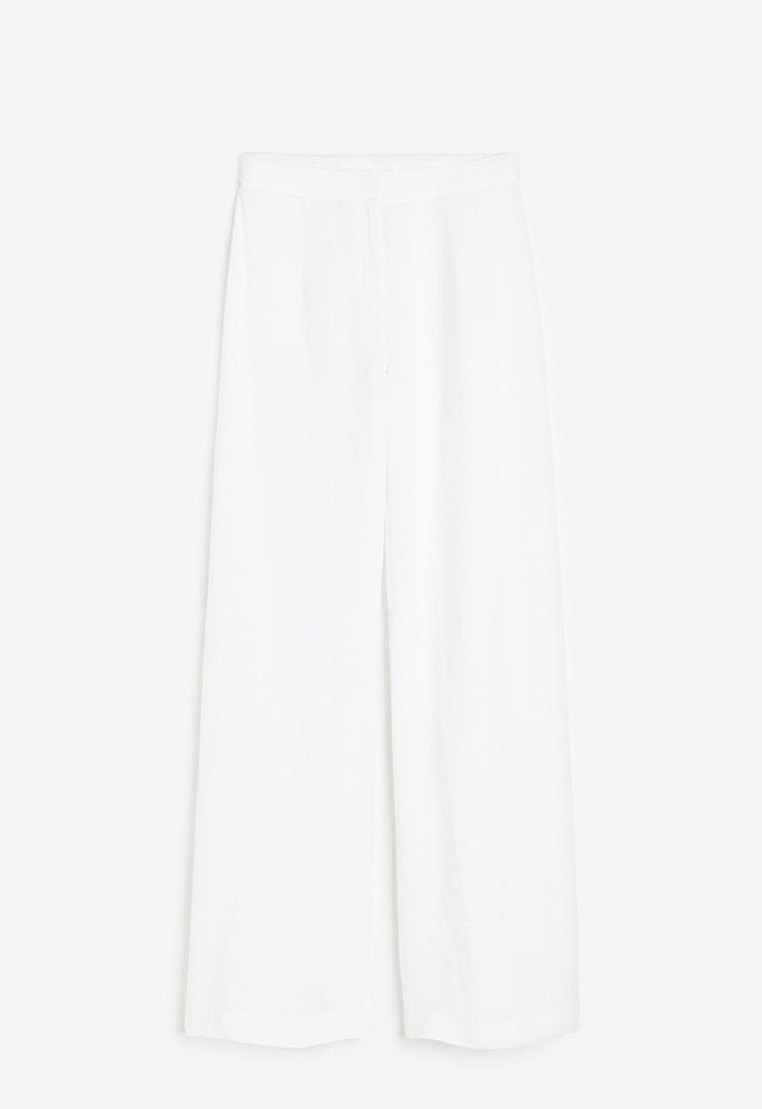 H&M - Wide linen-blend trousers - white