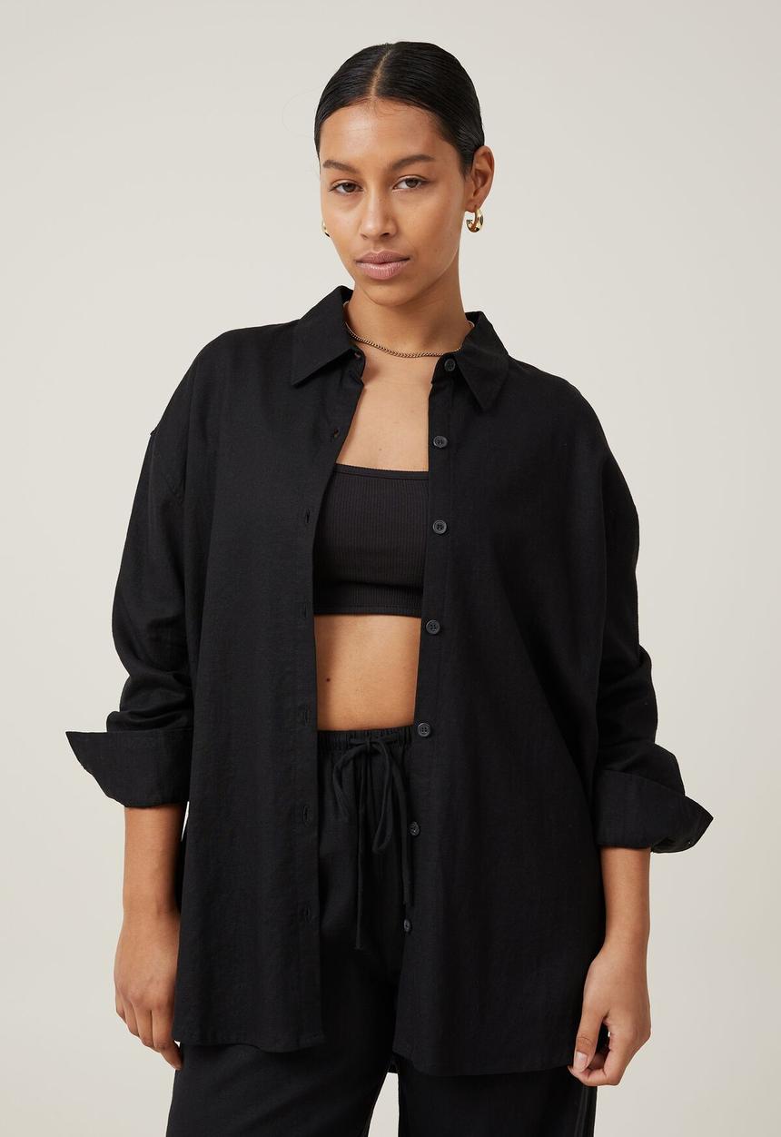 Cotton On - Haven Long Sleeve Shirt - Black