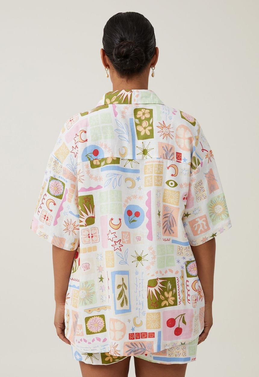 Cotton On - Haven Short Sleeve Shirt - Summer Solstice White