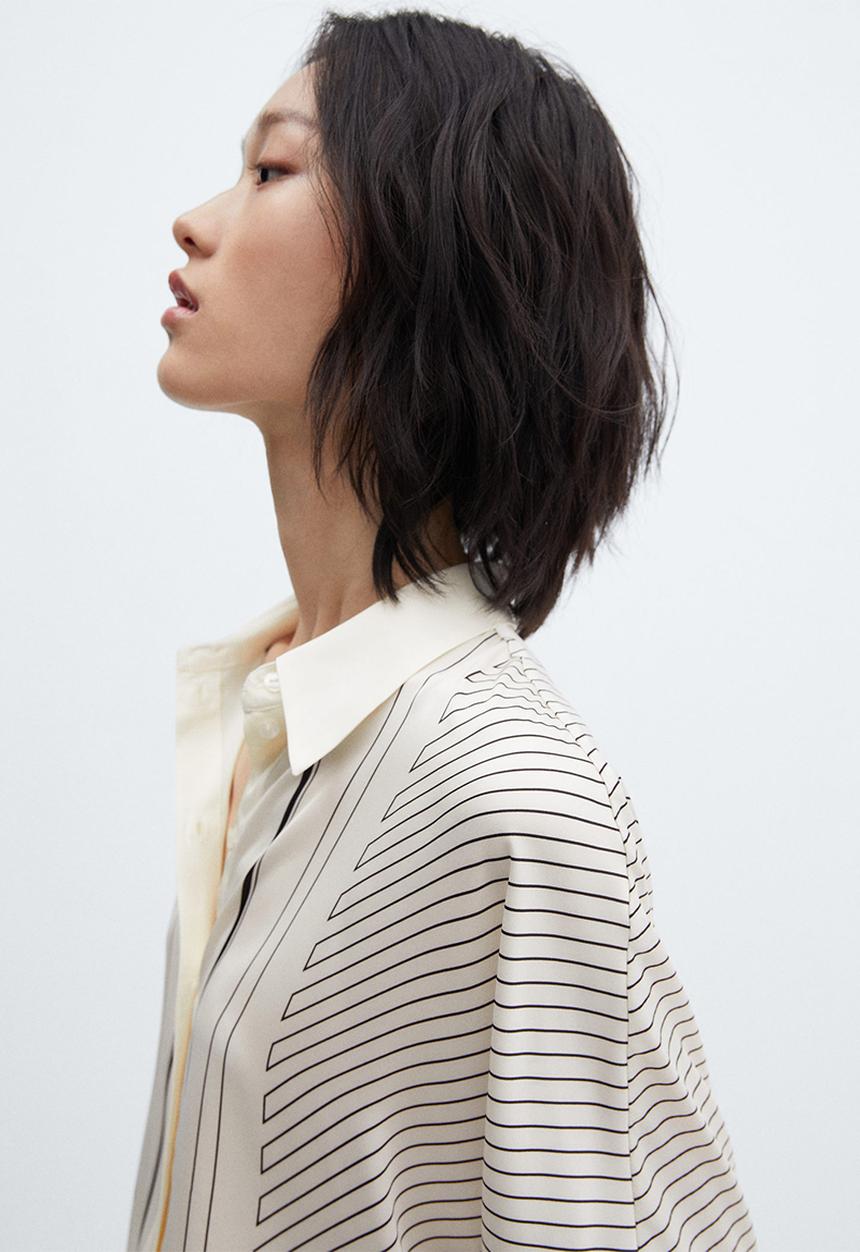 MANGO - Shirt lineas - neutral