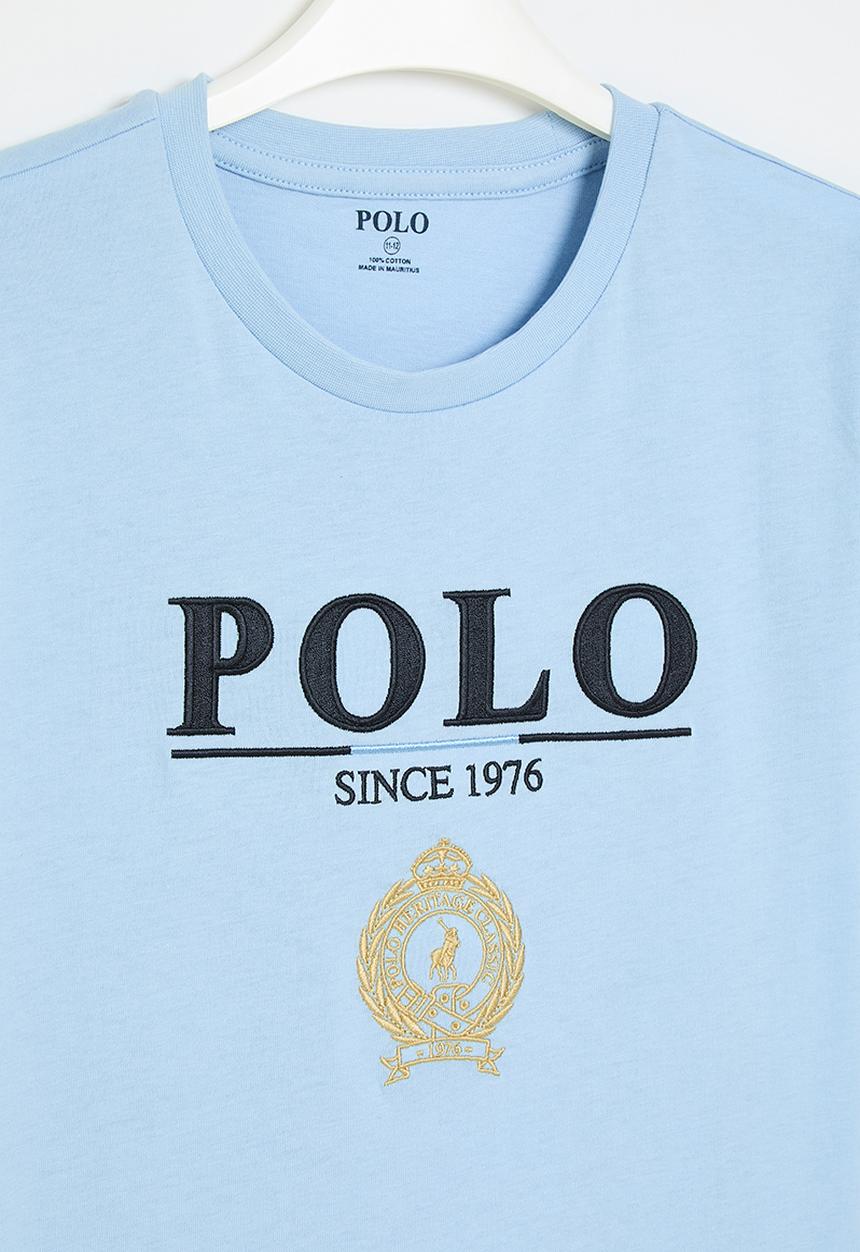 POLO - Boys logan crested tee - light blue