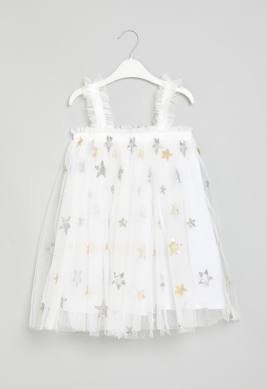 Pop Candy - Printed mesh occasion dress - white 