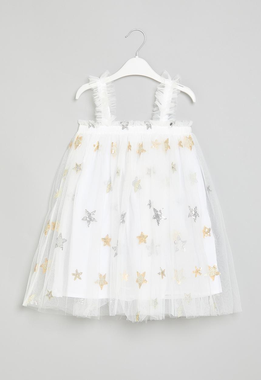 Pop Candy - Printed mesh occasion dress - white 