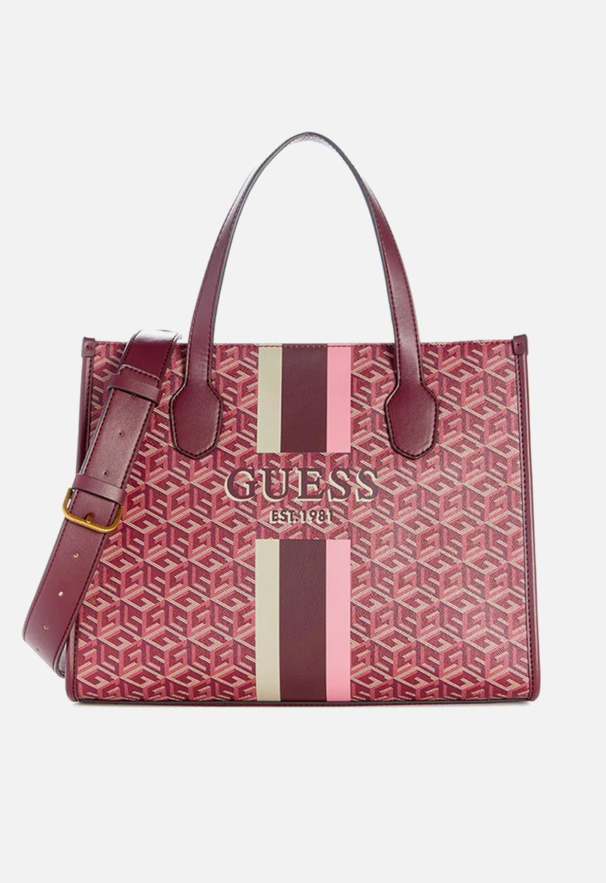 GUESS - Silvana 2 compartment tote - merlot logo