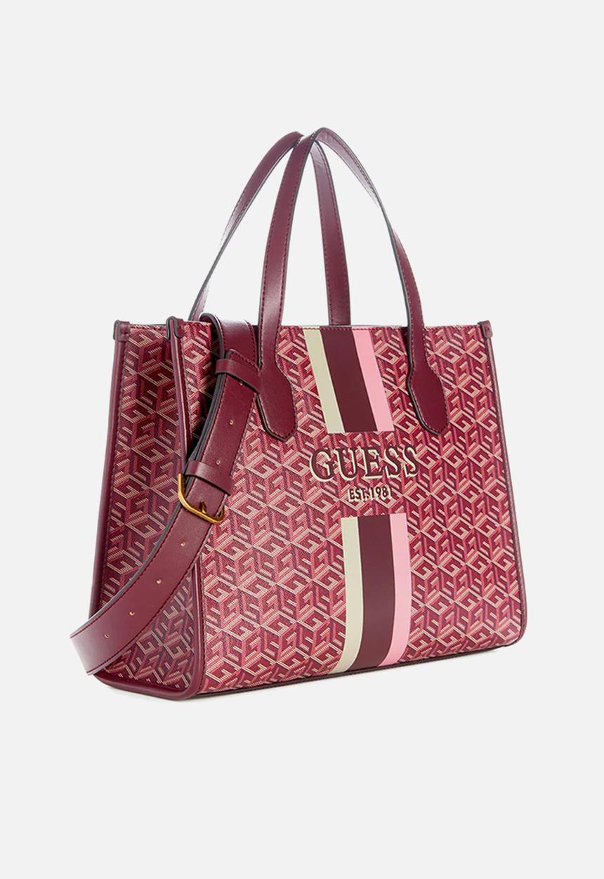 GUESS - Silvana 2 compartment tote - merlot logo