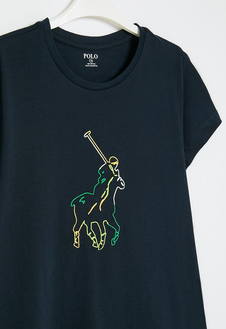 POLO - Girls cara embroidered dress - navy