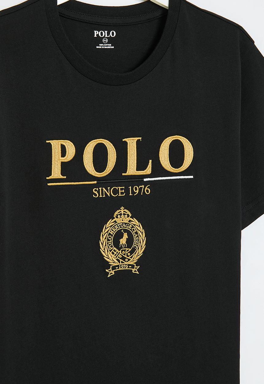 POLO - Boys logan crested tee - black
