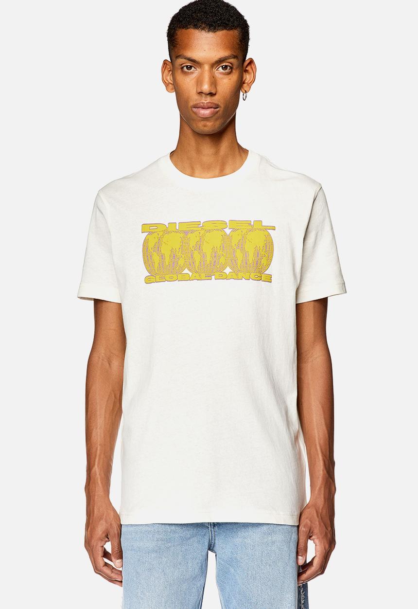 Diesel  - T-diegor-L10 T-shirt - White with yellow graphic