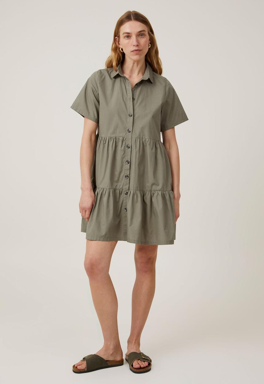 Cotton On - Noah Mini Shirt Dress - Khaki