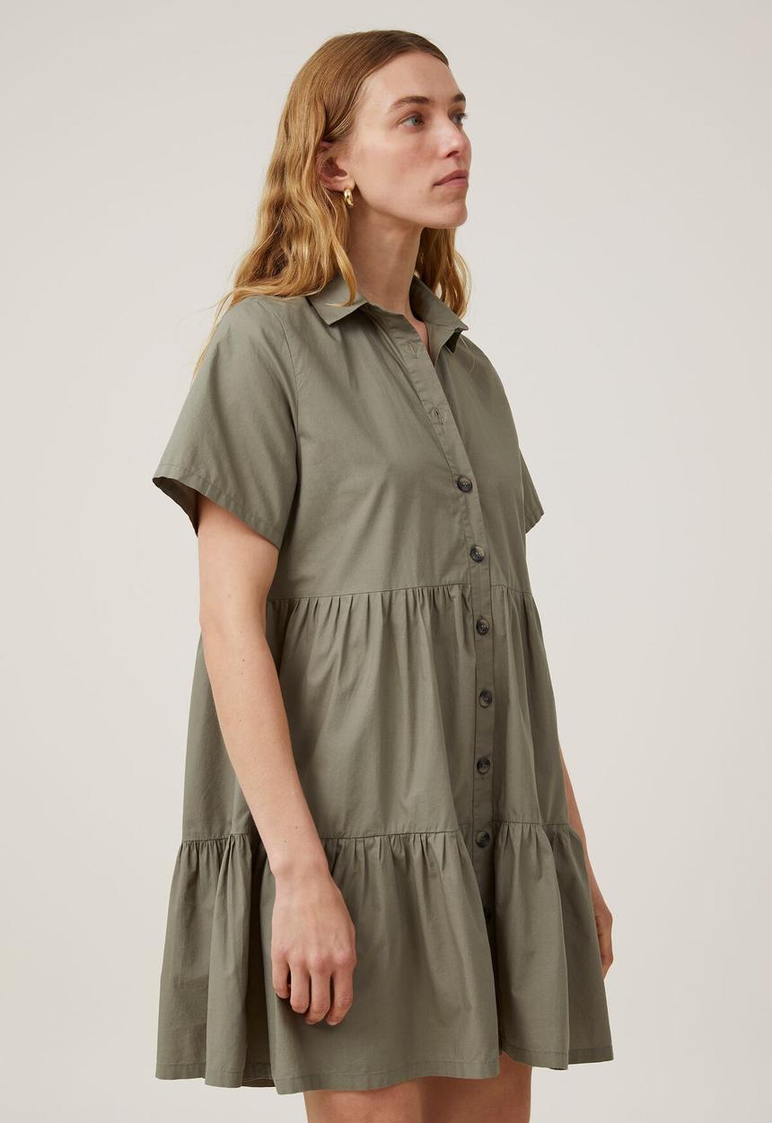 Cotton On - Noah Mini Shirt Dress - Khaki