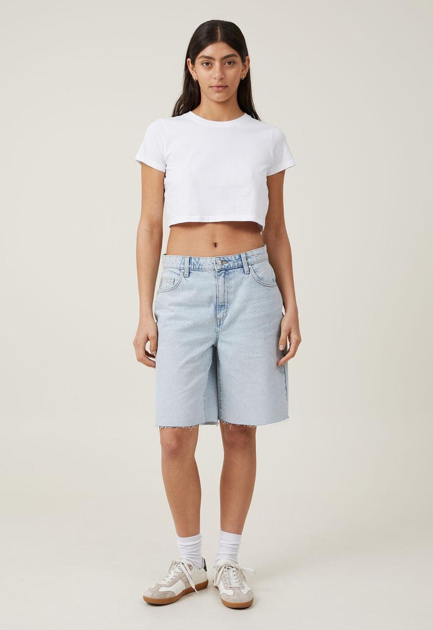 Cotton On - Super Baggy Denim Jort - Palm Blue