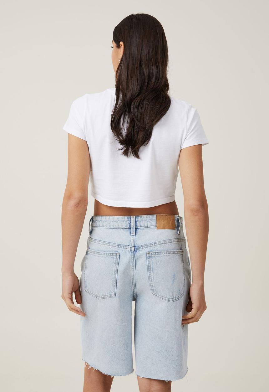 Cotton On - Super Baggy Denim Jort - Palm Blue