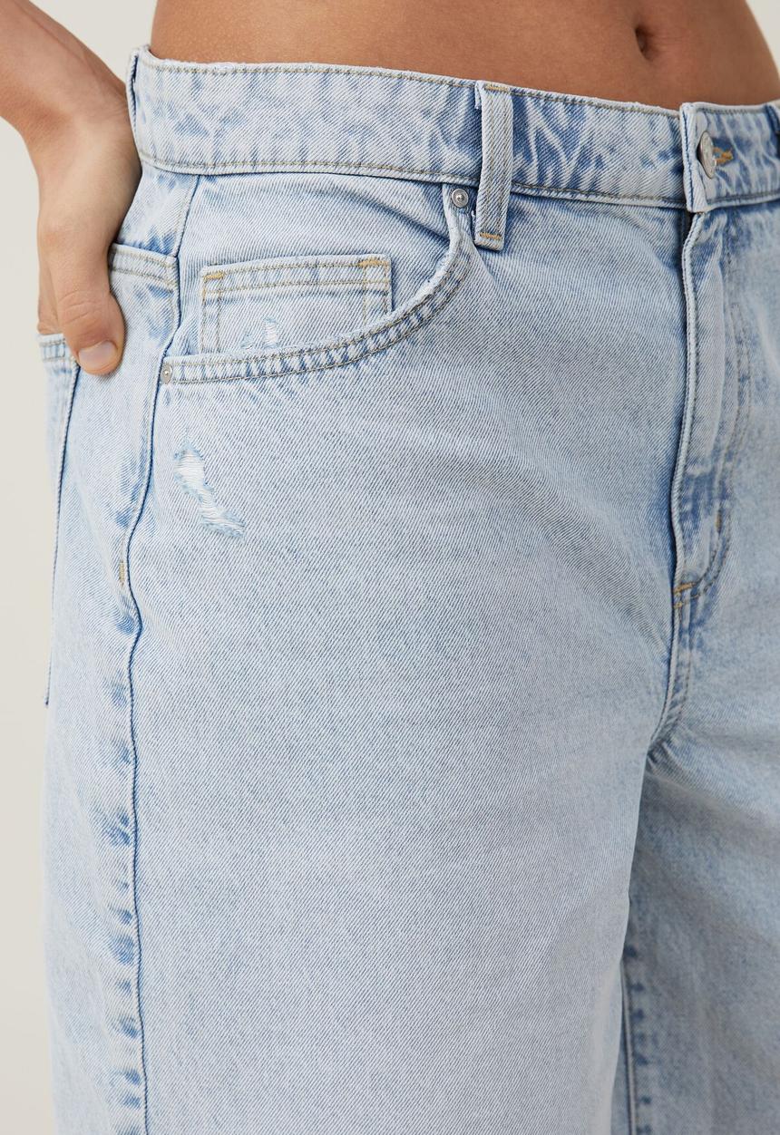 Cotton On - Super Baggy Denim Jort - Palm Blue