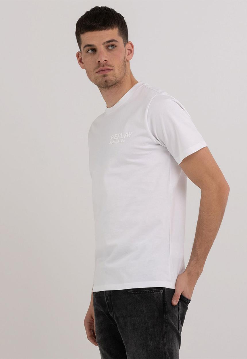 Replay - Piede dyed organic cotton jersey - chalk 