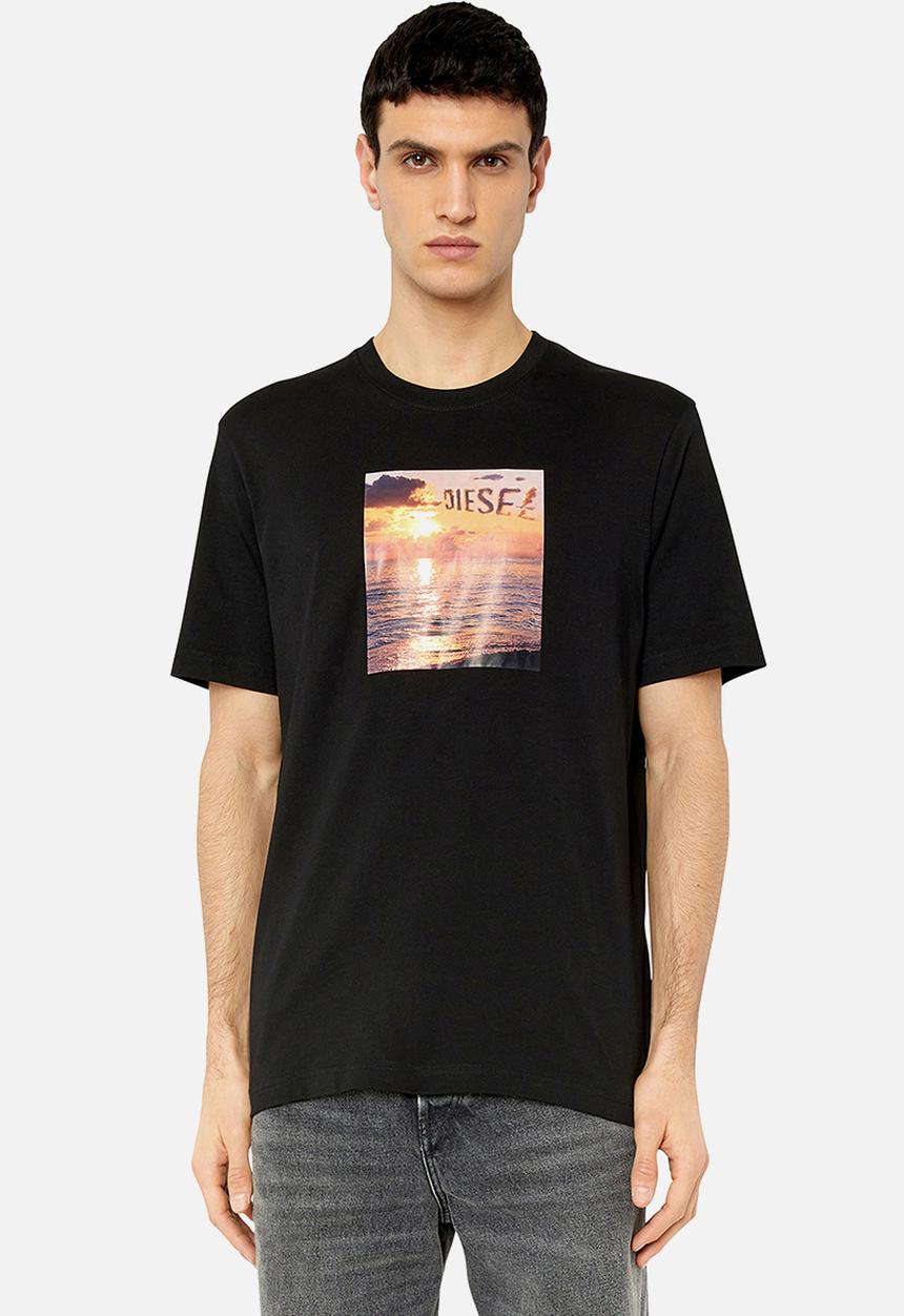 Diesel  - T-just-G24 T-shirt - Black with sunset graphic