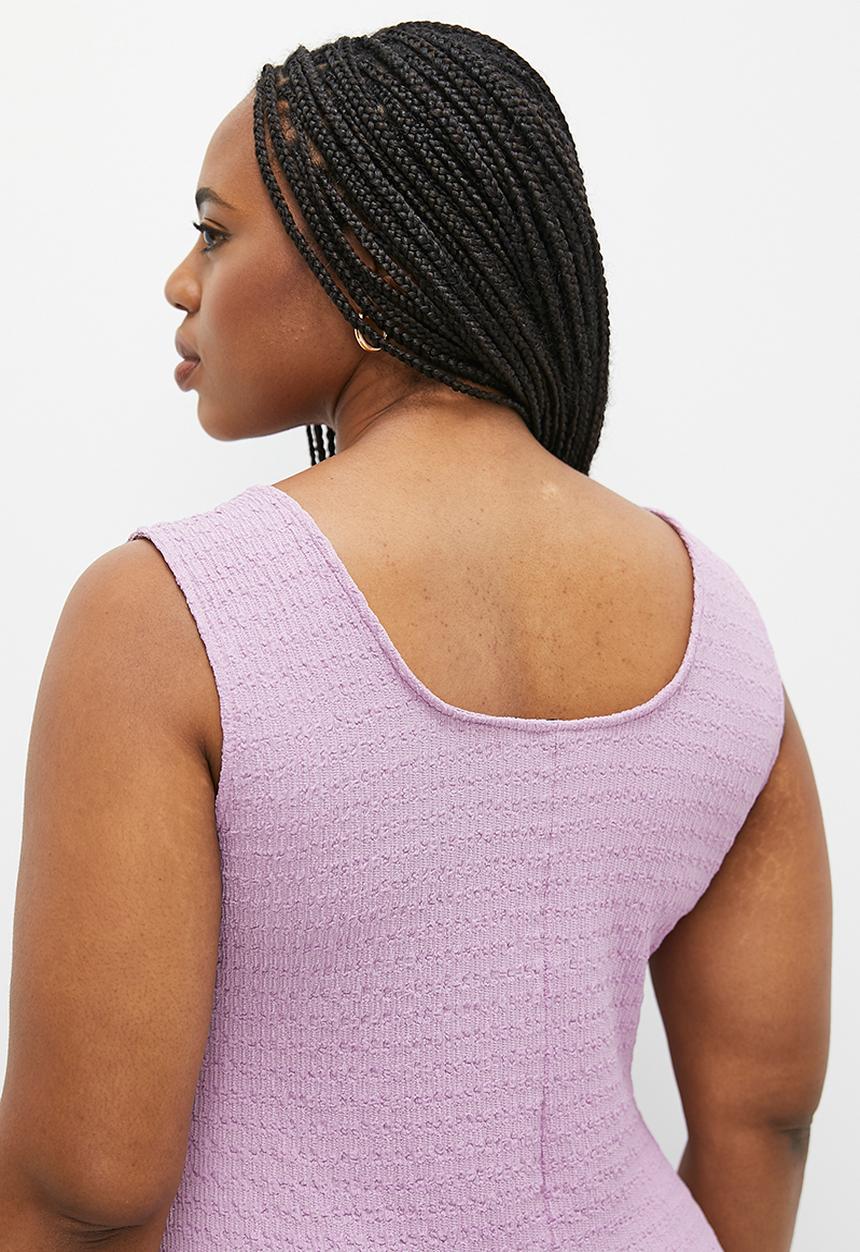 Me&B - Plus Bubble knit stretch dress - lilac