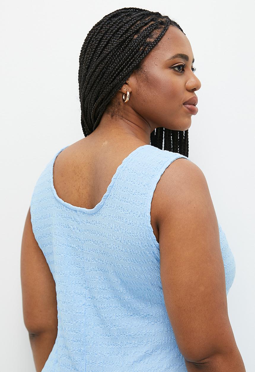 Me&B - Plus Bubble knit stretch dress - light blue