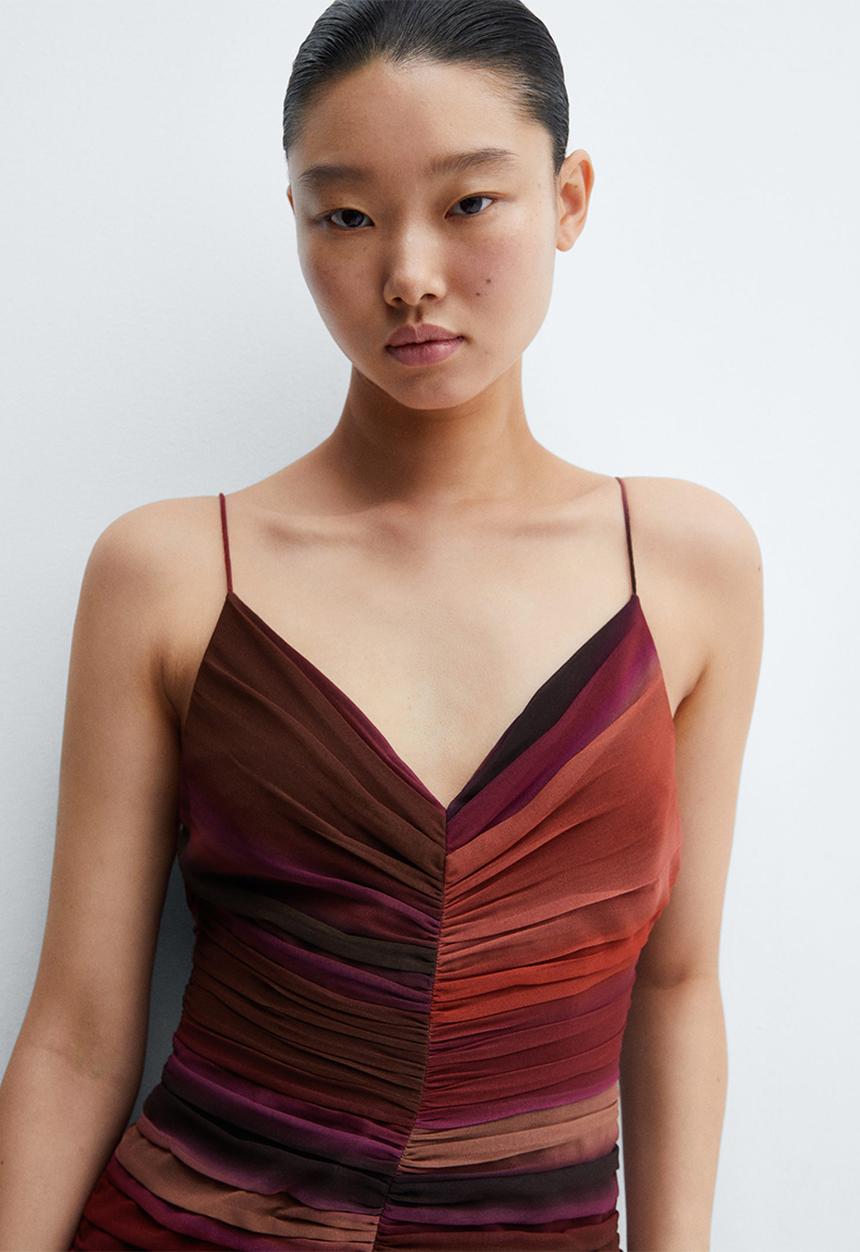 MANGO - Dress fortune - dark red