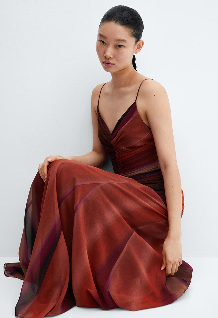 MANGO - Dress fortune - dark red