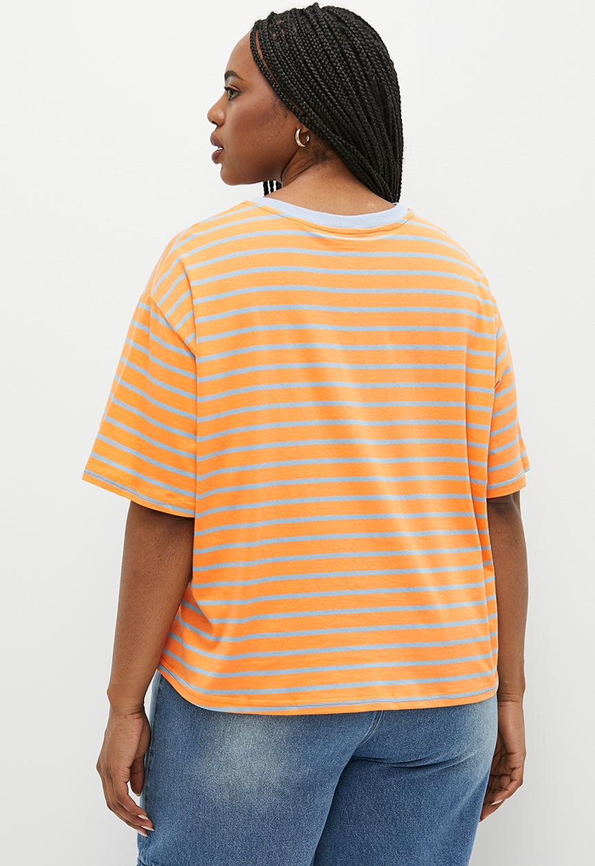 Me&B - Plus Stripe tee - mango stripe
