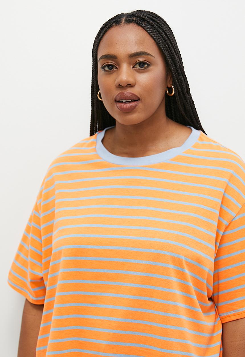 Me&B - Plus Stripe tee - mango stripe