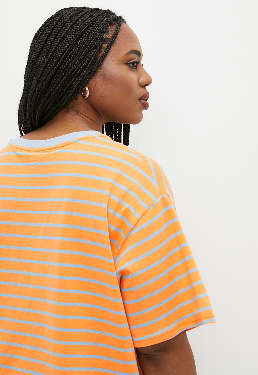 Me&B - Plus Stripe tee - mango stripe