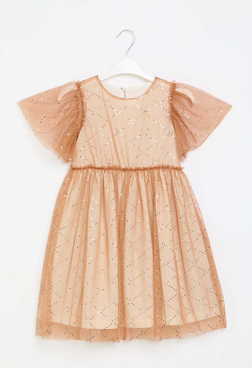 Pop Candy - Tulle dress - tan & milk with silver sequence