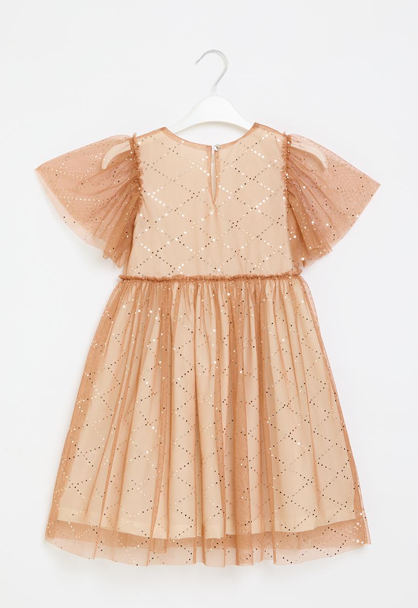 Pop Candy - Tulle dress - tan & milk with silver sequence