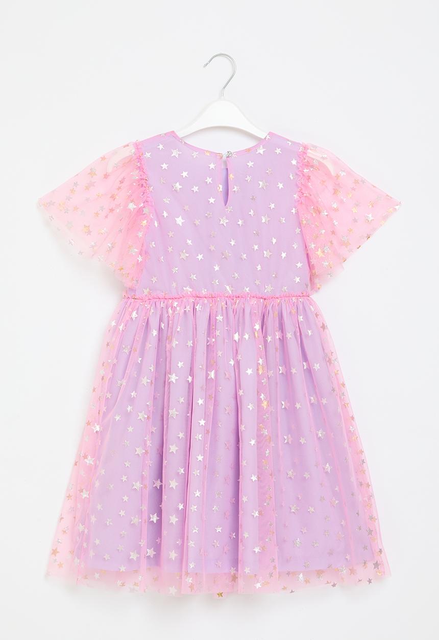 Pop Candy -  Tulle dress - lavender & pink with silver star print