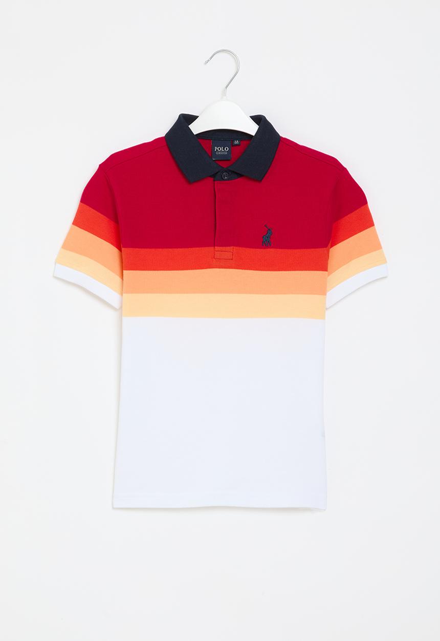 POLO - Boys warren striped golfer - red