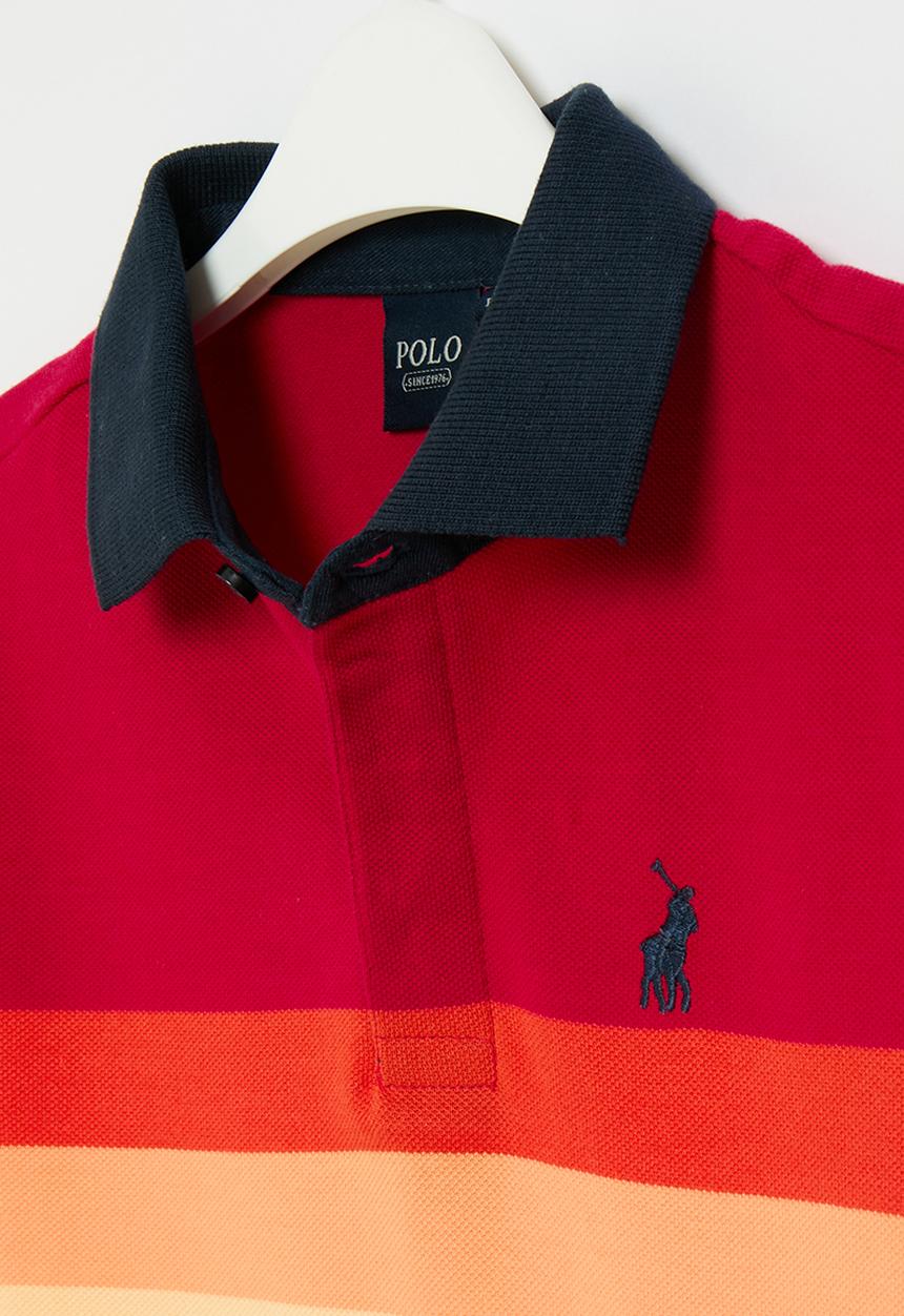POLO - Boys warren striped golfer - red