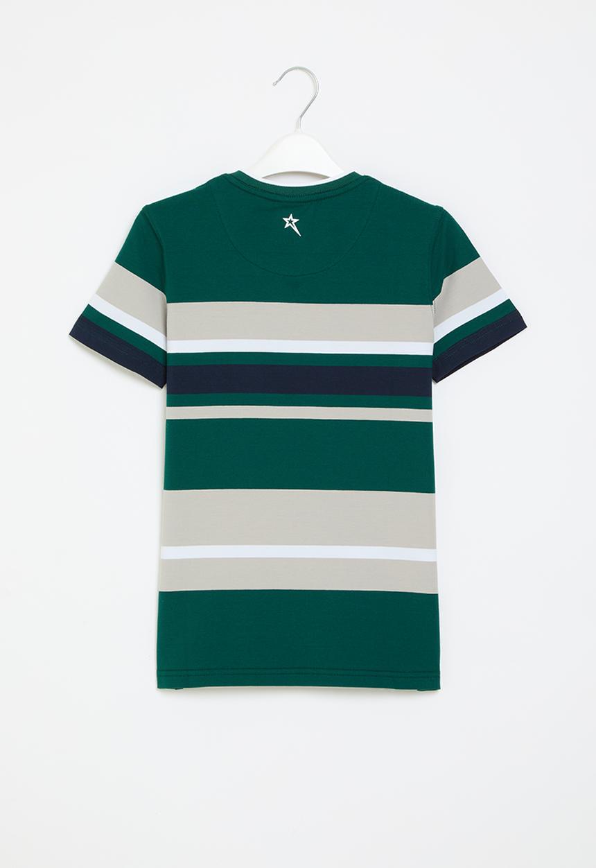 SOVIET - Boys v-neck y/dye stripe - deep teal