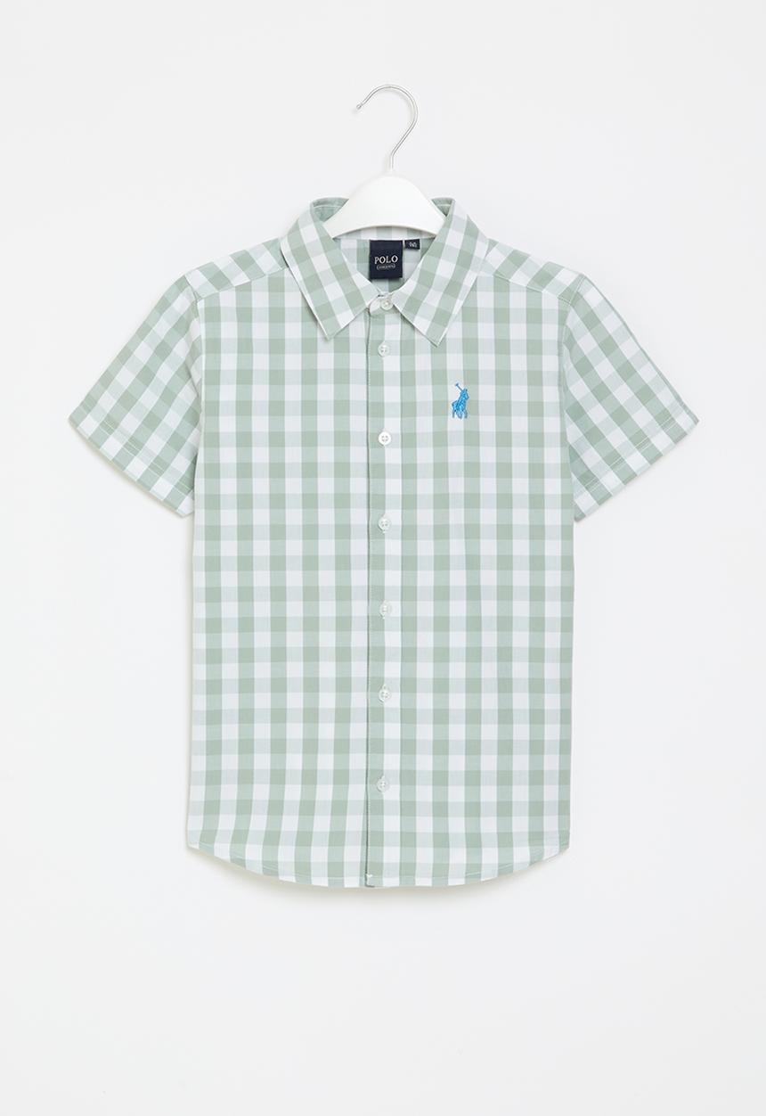POLO - Boys denis checked short sleeve shirt-oyster