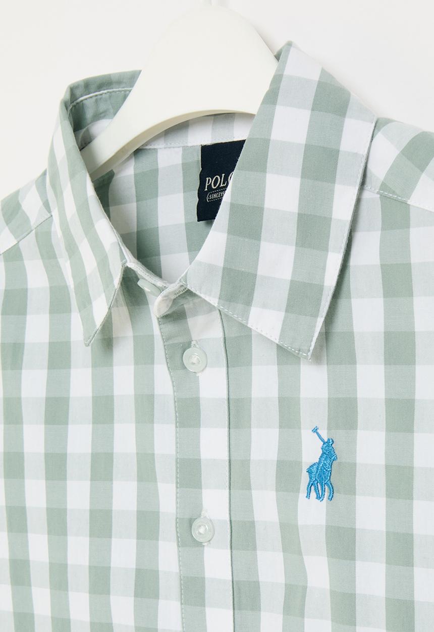 POLO - Boys denis checked short sleeve shirt-oyster