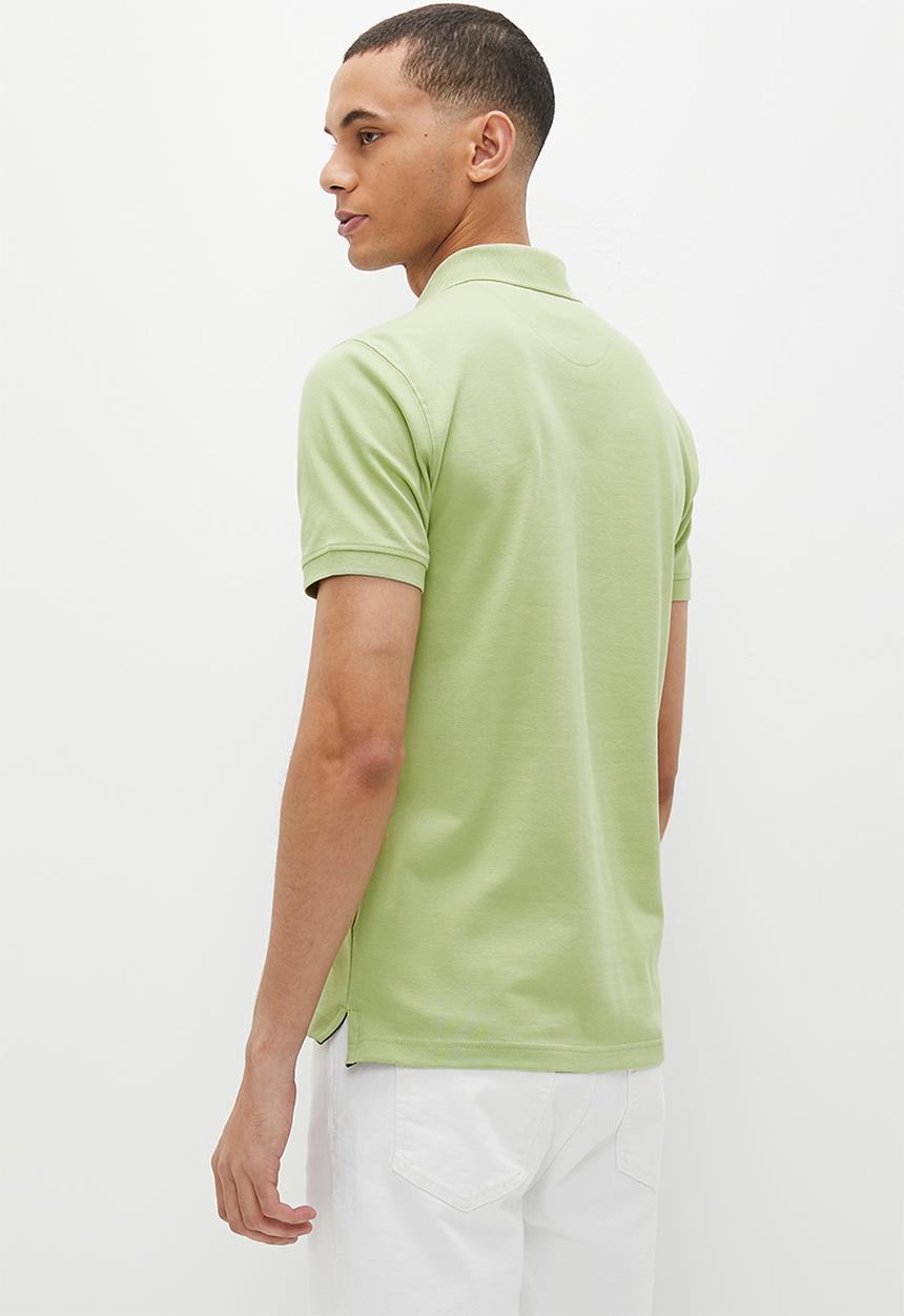 POLO - Mens vertical stripe short sleeve golfer - green