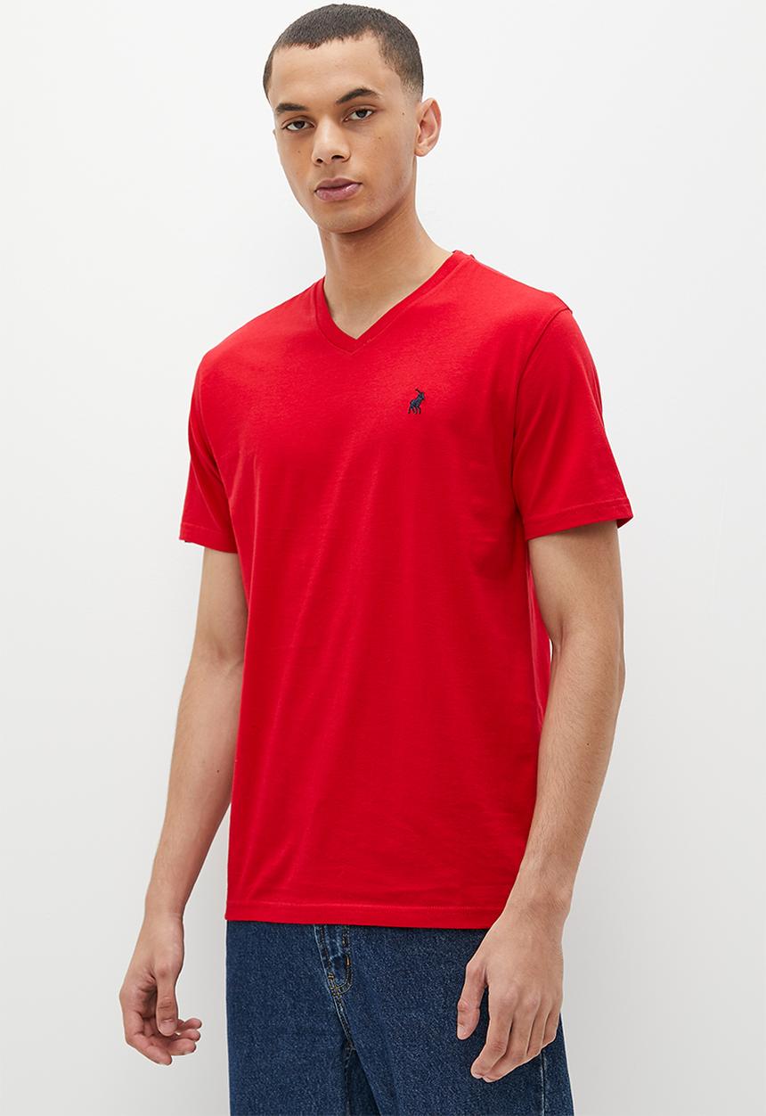POLO - Mens v-neck short sleeve tee - red