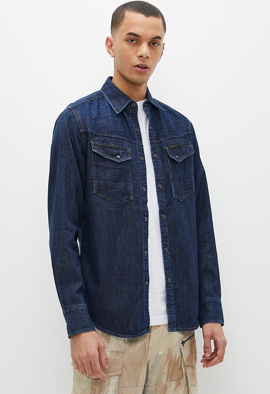 G-STAR - Slim Denim shirt Asinart 8oz denim - worn in deep sea