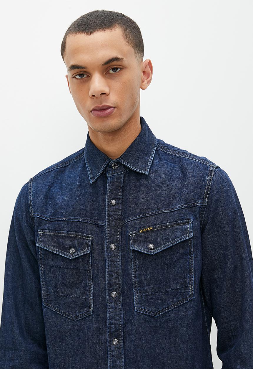 G-STAR - Slim Denim shirt Asinart 8oz denim - worn in deep sea