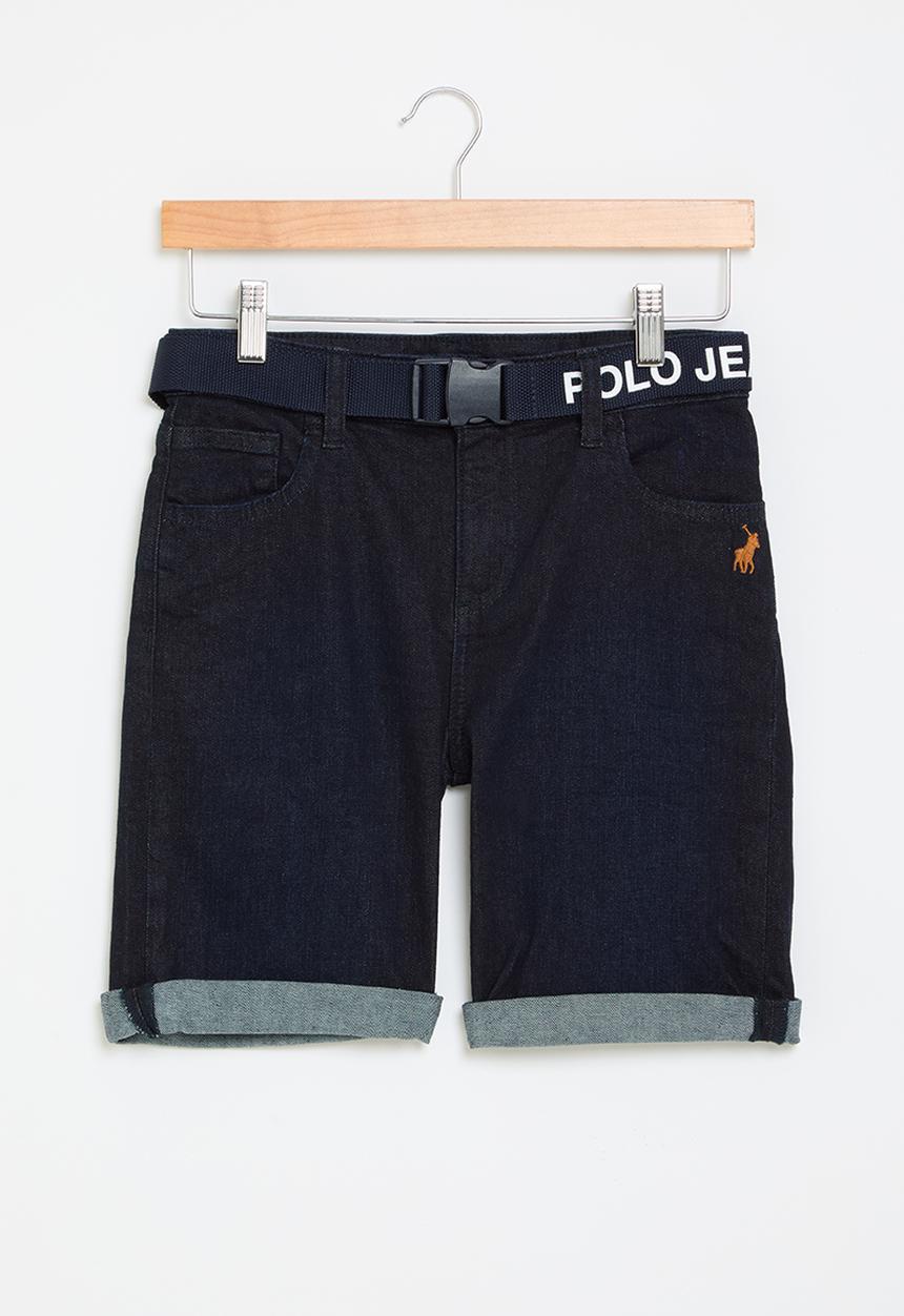 POLO - Boys jake belted denim short - dark wash