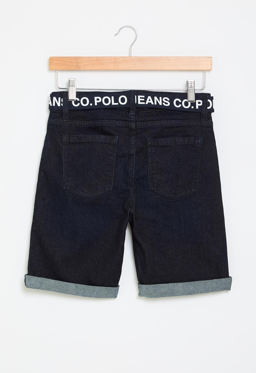 POLO - Boys jake belted denim short - dark wash