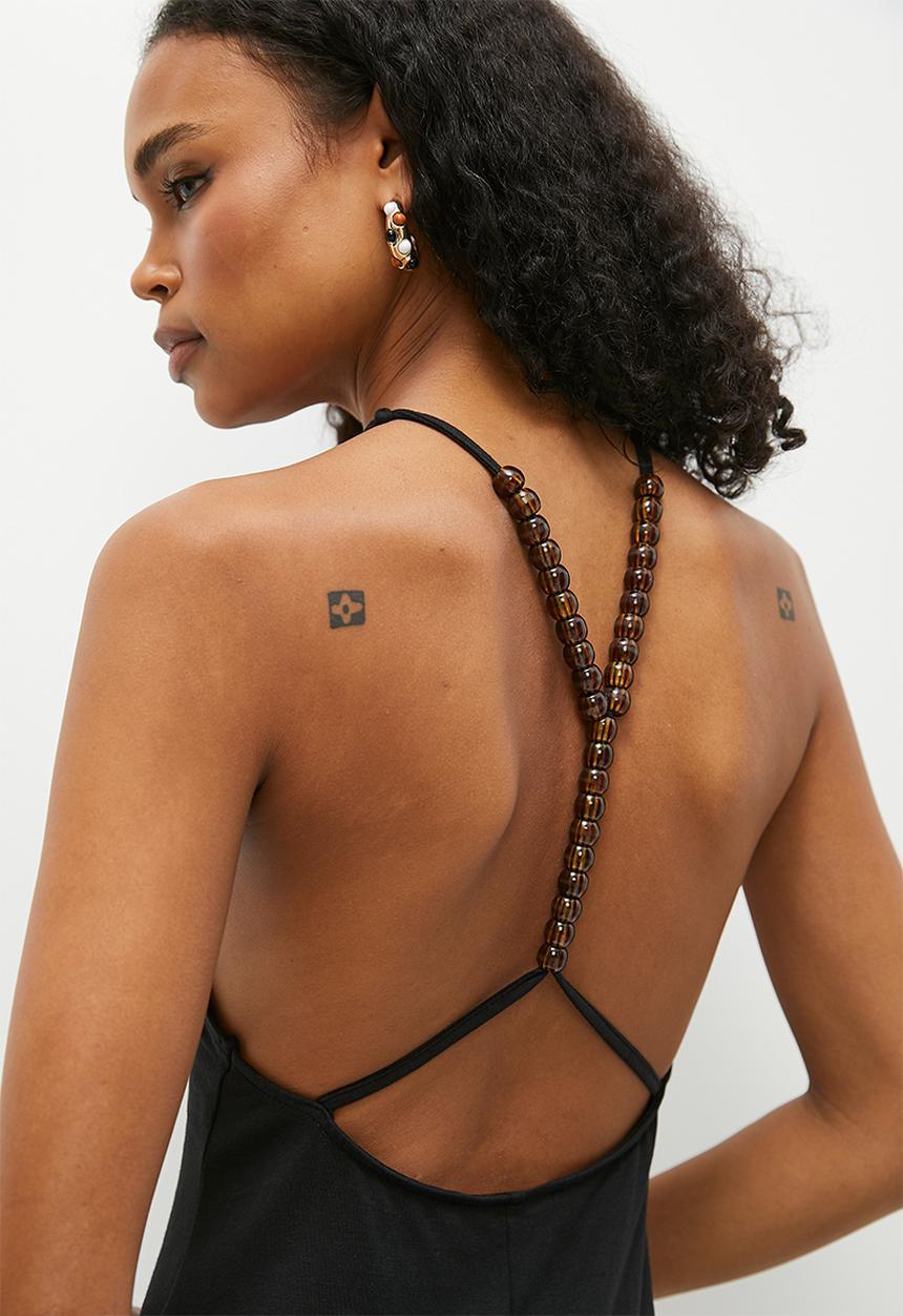 Superbalist - Halter column dress with beading back detail - black