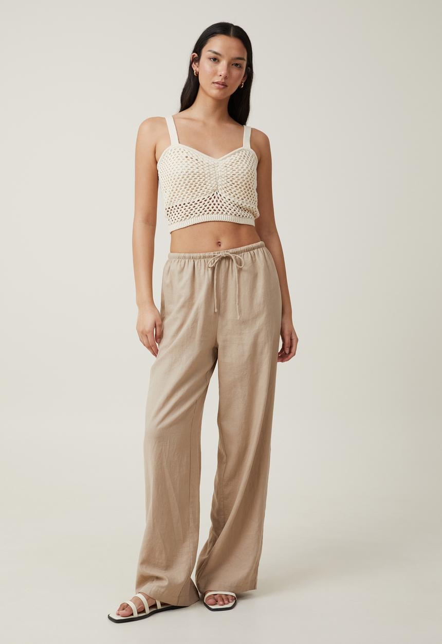 Cotton On - Crochet Gather Bust Cami - Ecru