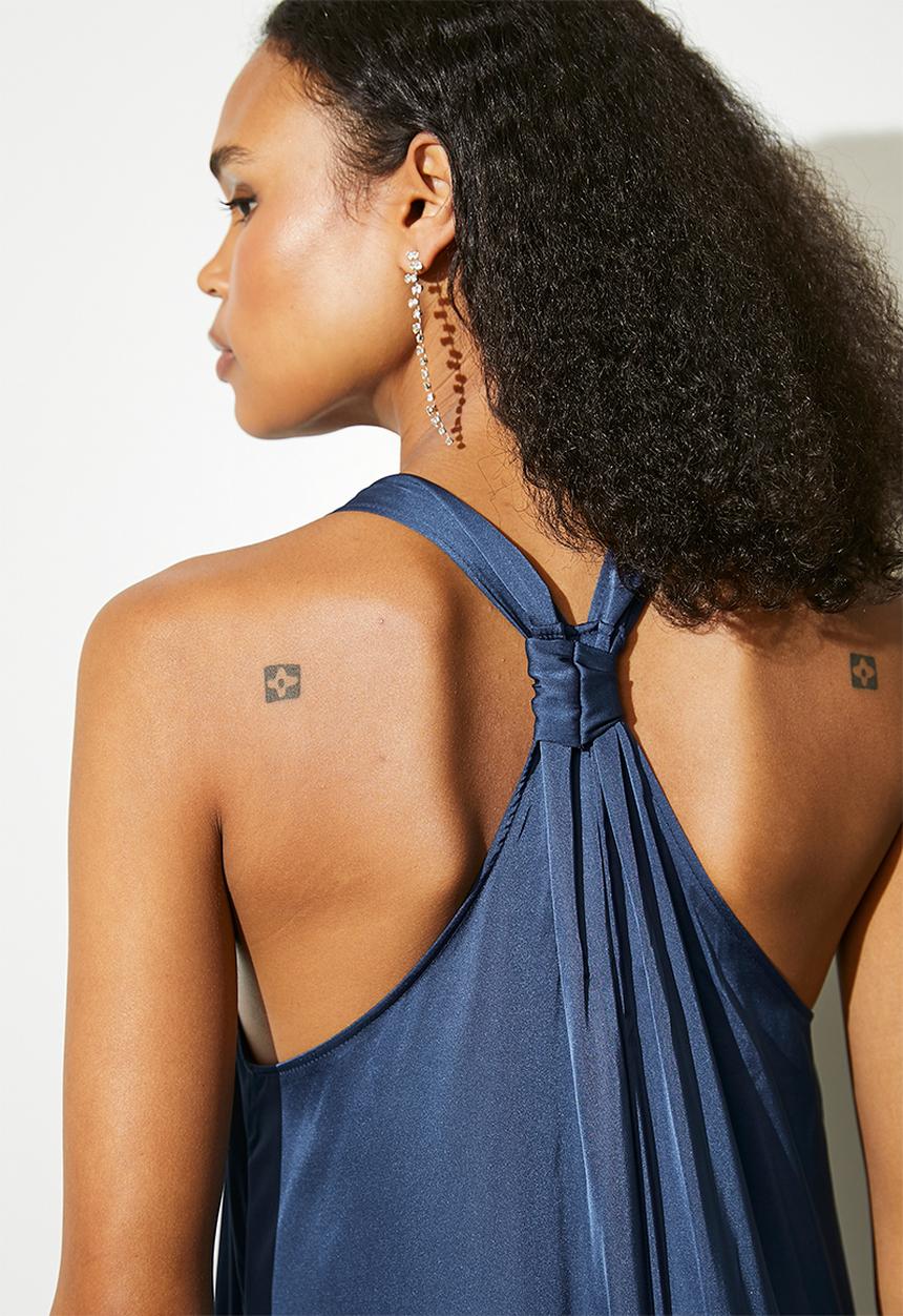 VELVET - Maxi trapeze with back tie detail- surf blue