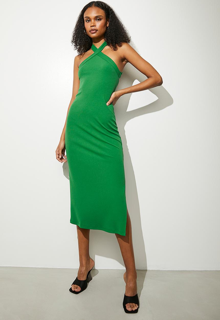 VELVET - Halter neck midi dress - green